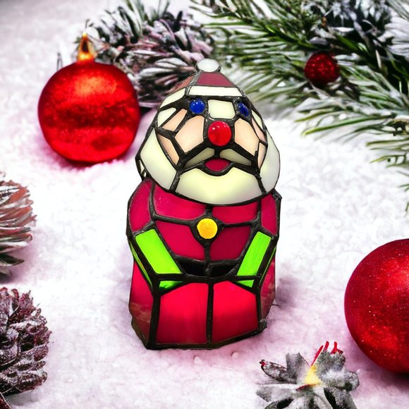 Hand Made LED Lighted Santa Claus Accent Lamp Lighted Art Glass by River of Good - Picture 1 of 12